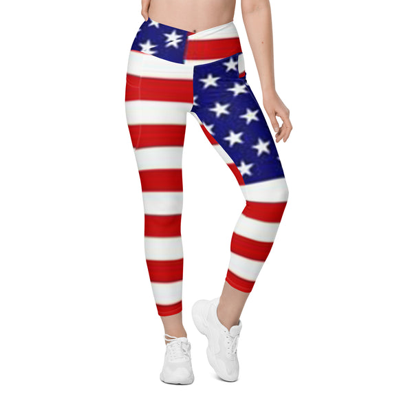 American Flag Crossover leggings with pockets