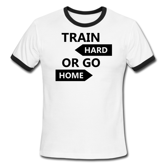 Train Hard Ringer T-Shirt - white/black