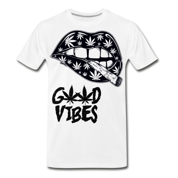 Weed Good Vibes Men's Premium T-Shirt - white