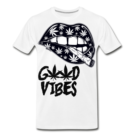Good Vibes Cannabis Premium T-Shirt - white