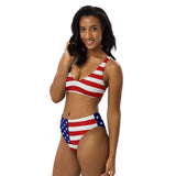 American Flag high-waisted bikini