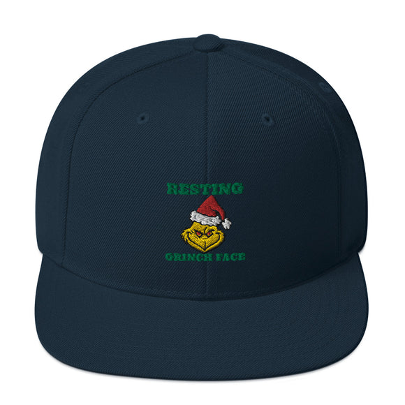 Resting Grinch Face Christmas Snapback Hat
