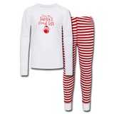 I'm on Santa's Good List Kids’ Pajama Set - white/red stripe