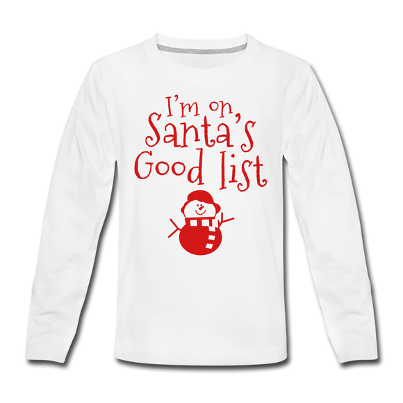 I'm on Santa's good list Kids' Premium Long Sleeve T-Shirt - white